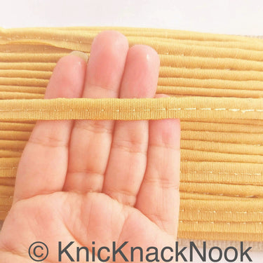 2mm Flanged Insertion Piping on 9mm Band, Light Brown Art Silk Trim, Cord piping Trim